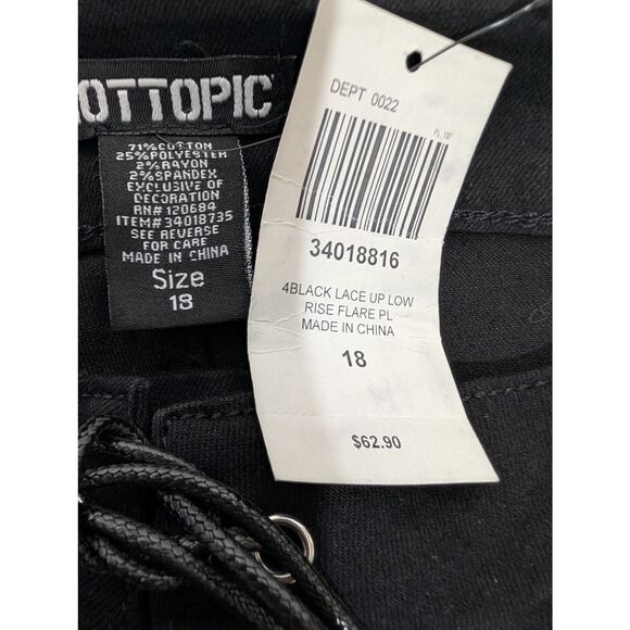 Hot Topic Black Lace Up Low Rise Flare Pants Size 18 Goth Y2K Alt Emo - Picture 7 of 7